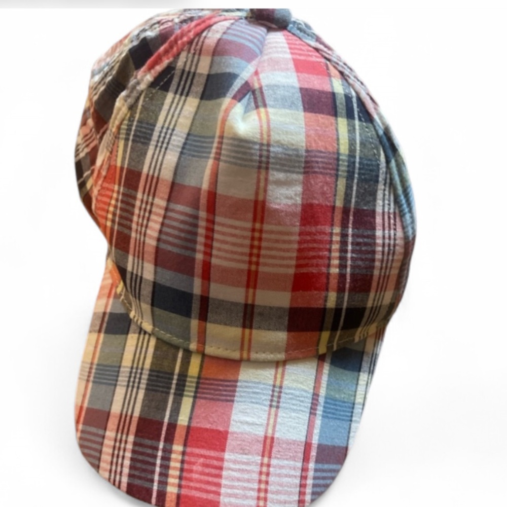 Janie and Jack Plaid Baseball Cap in Red, Blue & Cream